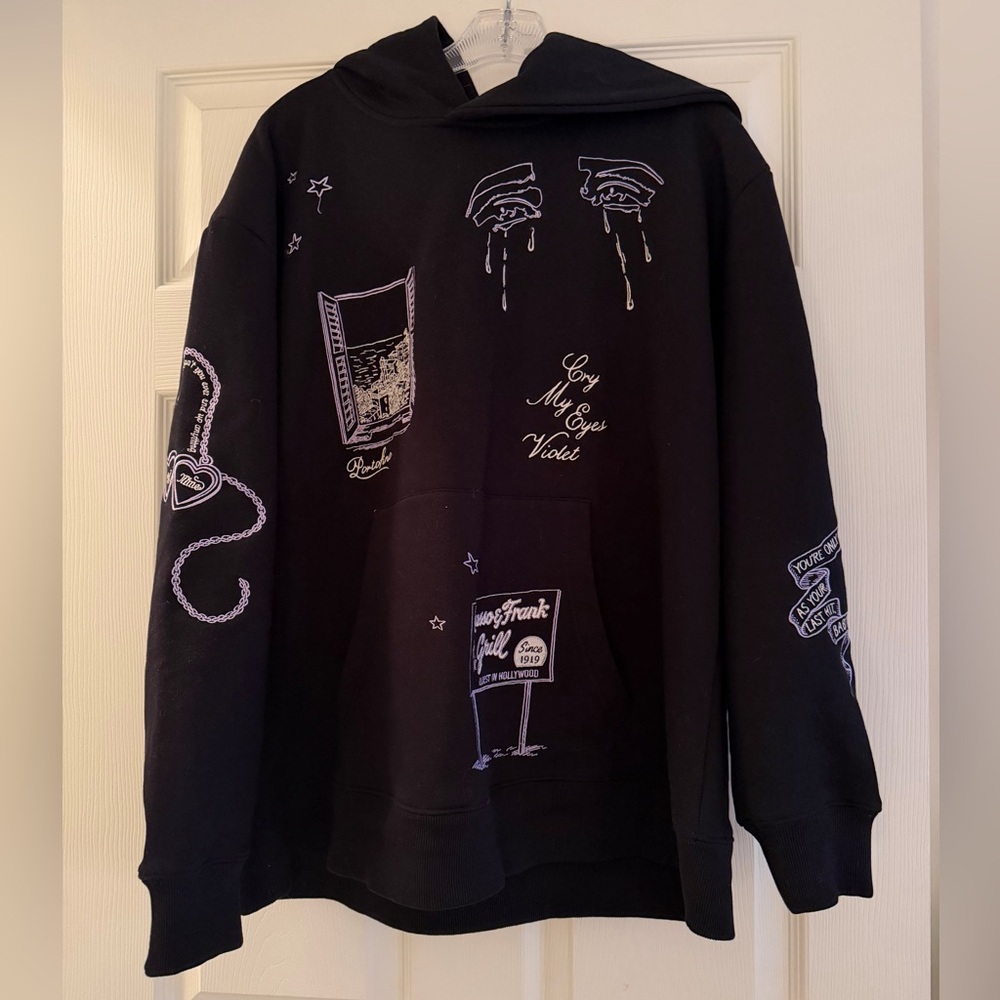 Foolery Co Taylor Swift Elizabeth Taylor Violet Tears Embroidered Hoodie (L)